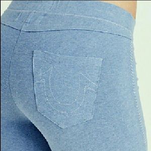 True religion light blue baseball stretch leggings
